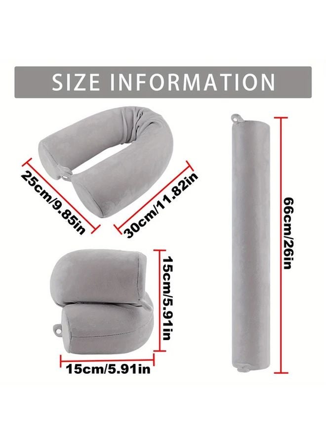 Gray Adjustable Bendable Roll Pillow Light Flexible Travel Neck Pillow for Airplane Car Train - Image 3